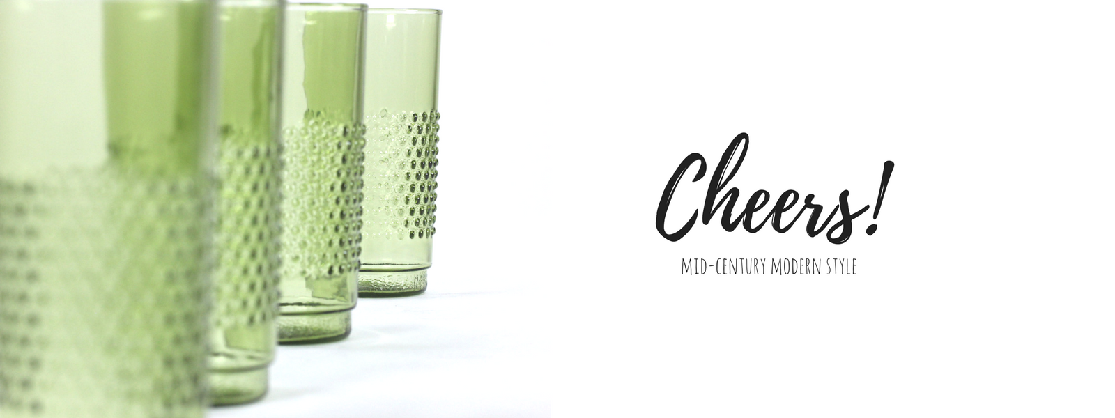 Set of vintage green tumblers with hobnail retro mid century modern barware